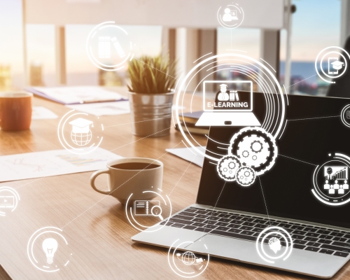 E-learning and Online Education for Student and University Concept.